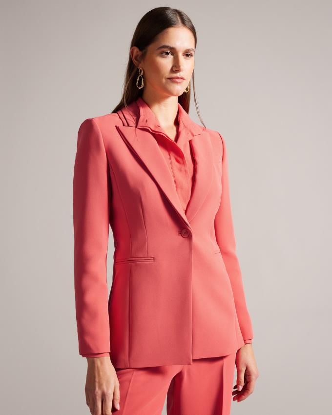 Blazer Ted Baker Single Breasted Doubled Collar Corail Femme | ONQ-20482107